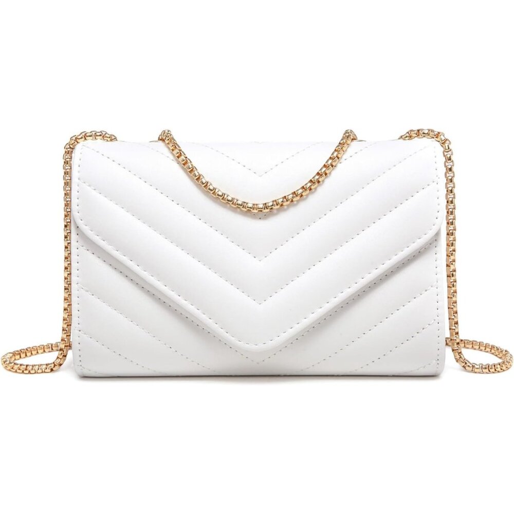 ⚡ Women's White Stylish Evening Clutch Chain Shoulder Strap Crossbody Bag